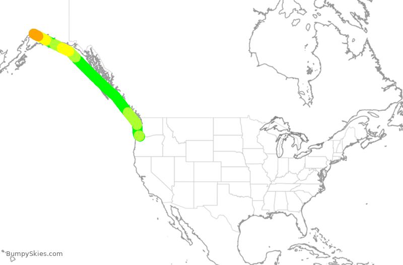 Turbulence forecast map for QXE2277, ANC to PDX