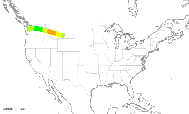 Turbulence forecast map for QXE2282, BIL to SEA