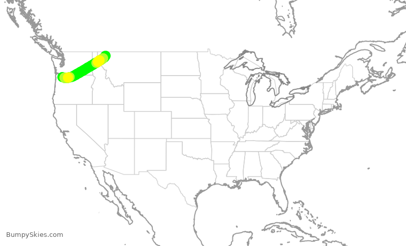 Turbulence forecast map for QXE2283, FCA to PDX