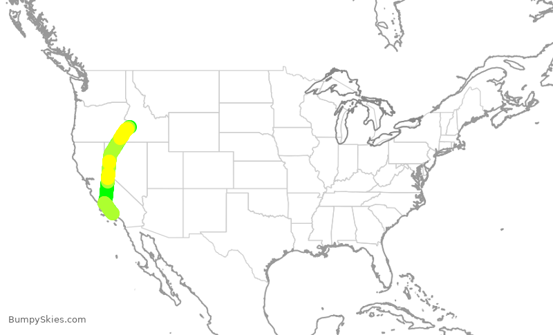 Turbulence forecast map for QXE2284, BOI to LAX