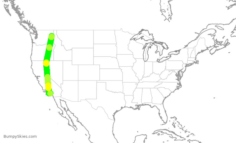 Turbulence forecast map for QXE2288, SNA to GEG
