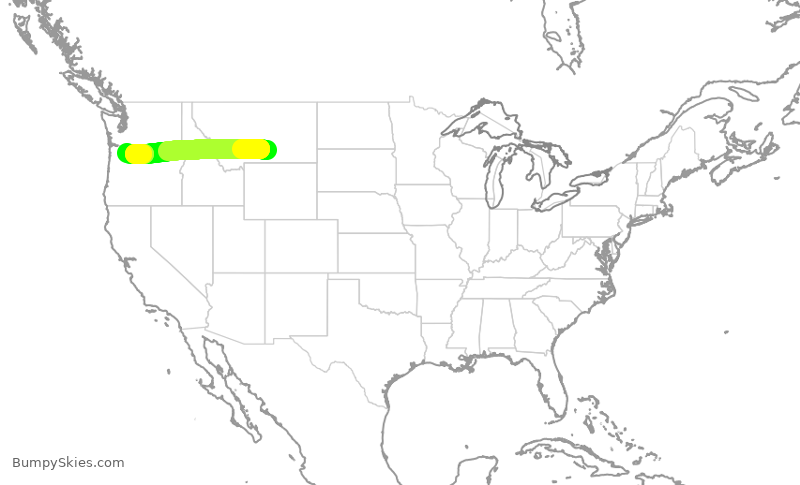 Turbulence forecast map for QXE2297, BIL to PDX
