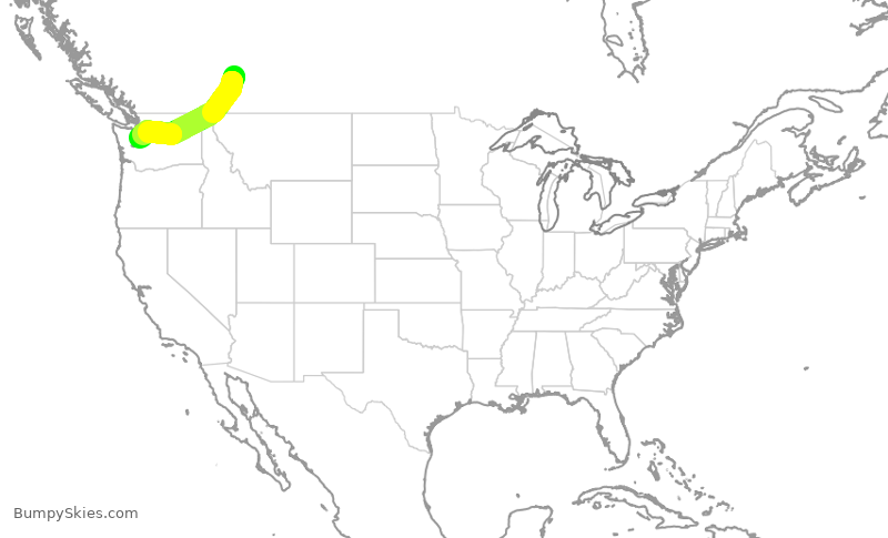 Turbulence forecast map for QXE2308, YYC to SEA