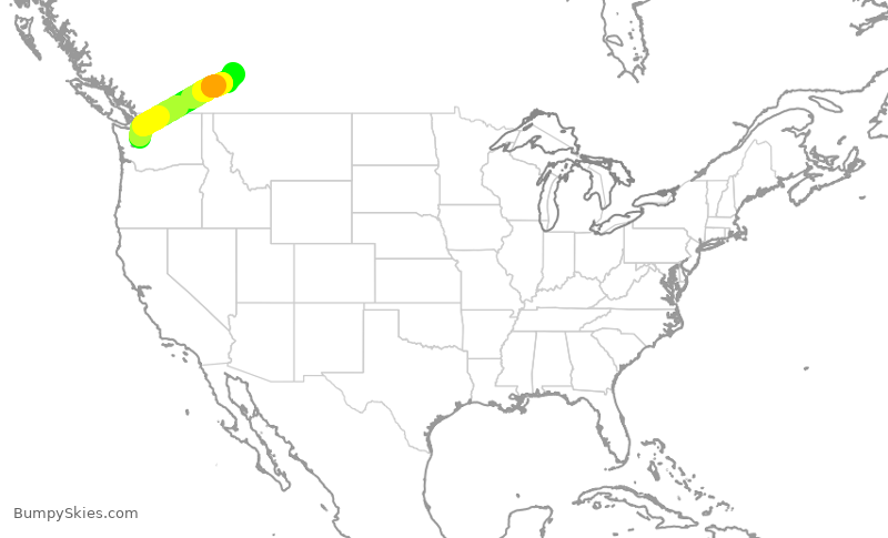 Turbulence forecast map for QXE2308, SEA to YYC
