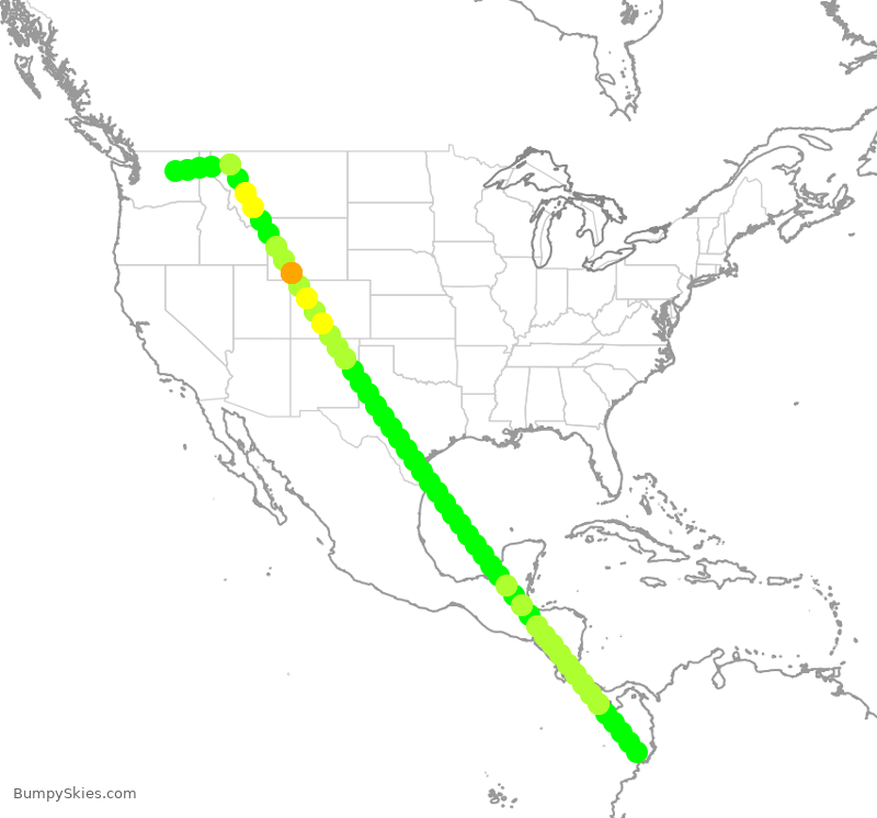 Turbulence forecast map for QXE2310, GPI to SEA