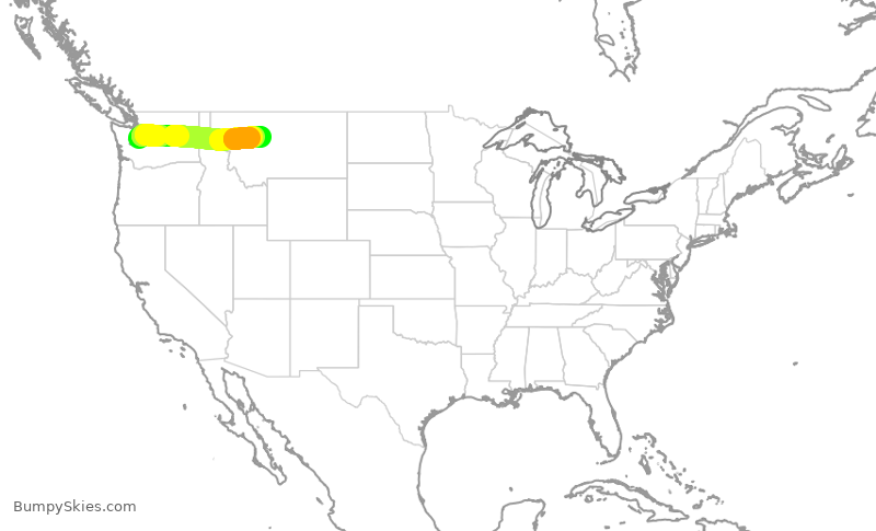 Turbulence forecast map for QXE2311, SEA to GTF