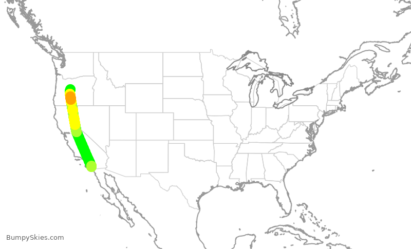 Turbulence forecast map for QXE2316, SAN to RDM