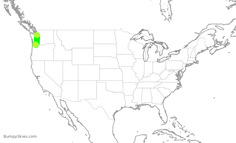 Turbulence forecast map for QXE2319, PAE to PDX