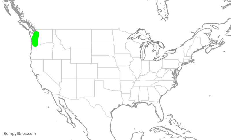Turbulence forecast map for QXE2319, PDX to PAE