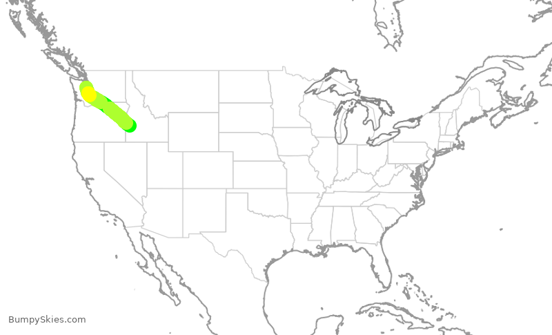 Turbulence forecast map for QXE2325, SEA to BOI