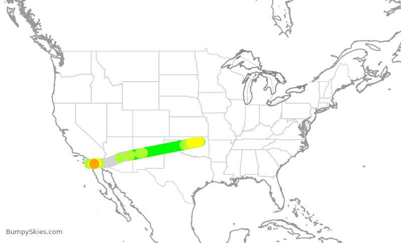Turbulence forecast map for QXE2328, SAN to TUL