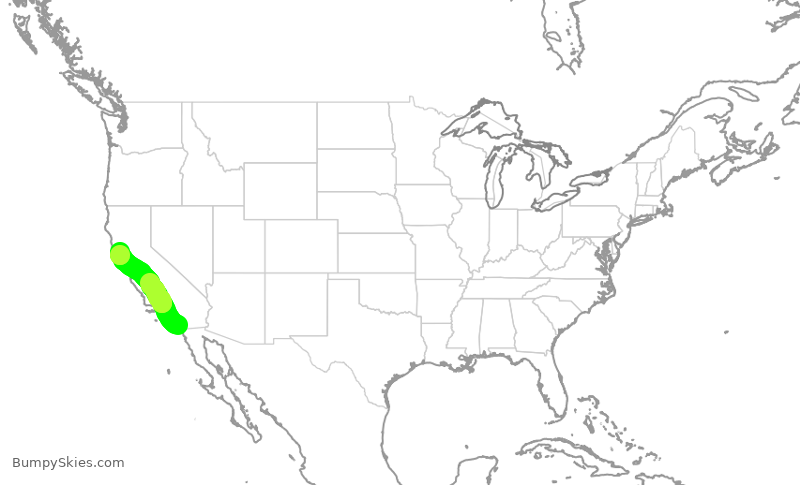 Turbulence forecast map for QXE2330, SAN to STS