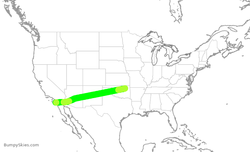 Turbulence forecast map for QXE2340, SAN to TUL