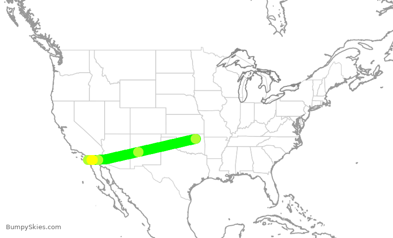 Turbulence forecast map for QXE2340, TUL to SAN