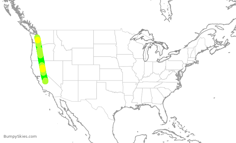 Turbulence forecast map for QXE2342, SEA to FAT