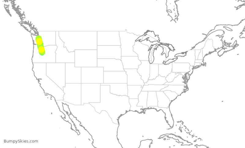 Turbulence forecast map for QXE2344, RDM to SEA