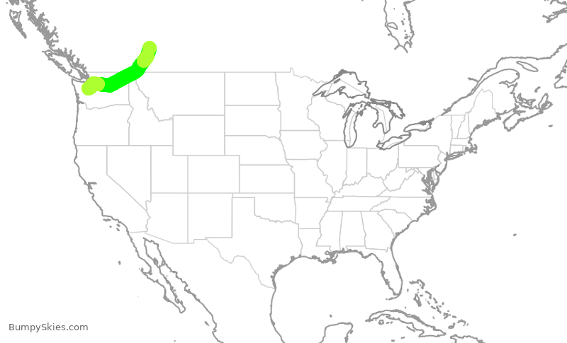 Turbulence forecast map for QXE2345, YYC to SEA