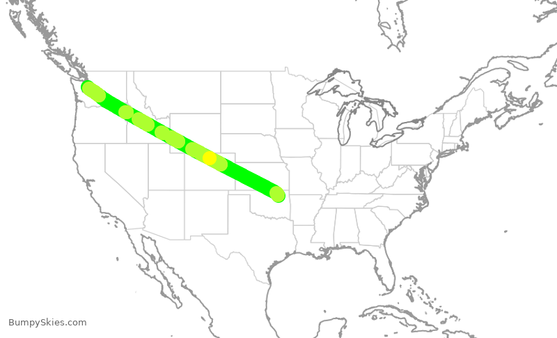Turbulence forecast map for QXE2351, TUL to SEA
