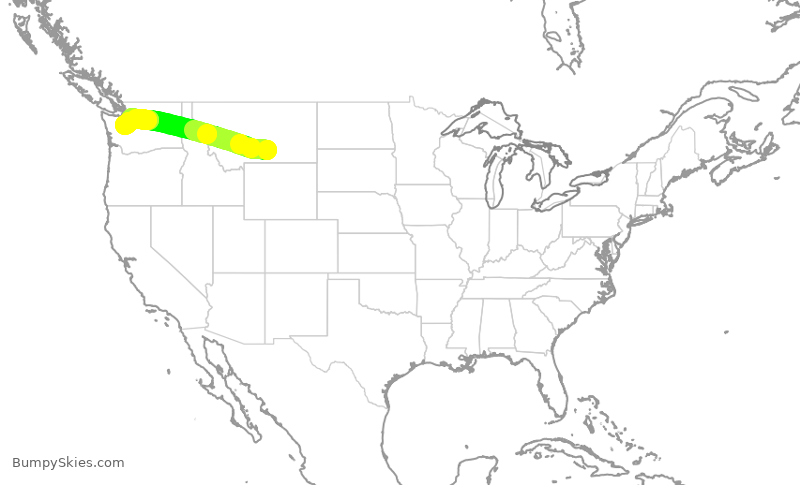 Turbulence forecast map for QXE2353, BIL to SEA