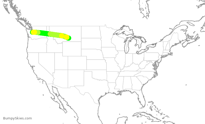Turbulence forecast map for QXE2353, SEA to BIL