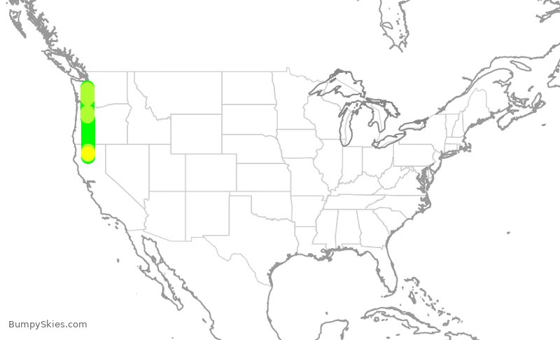 Turbulence forecast map for QXE2365, RDD to SEA