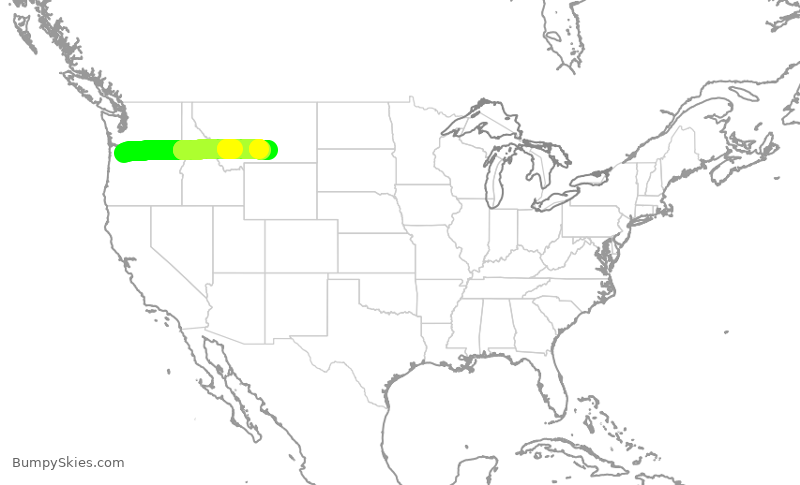 Turbulence forecast map for QXE2368, PDX to BIL
