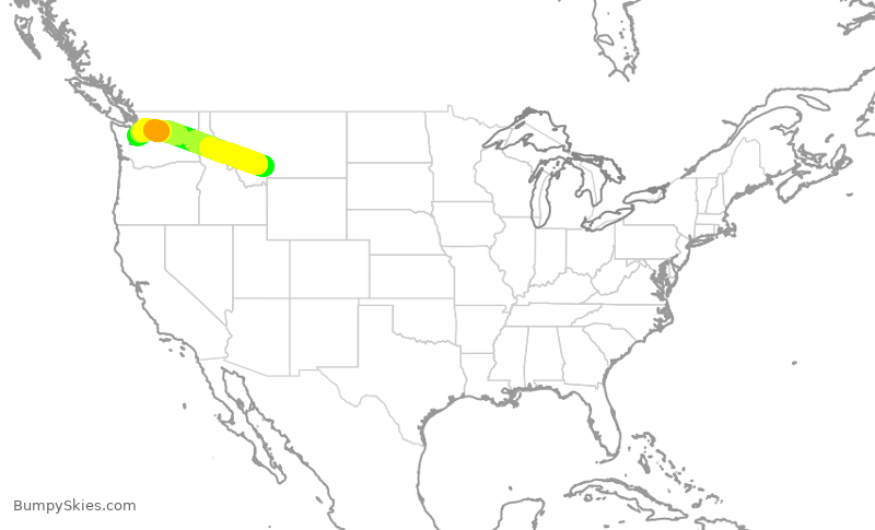 Turbulence forecast map for QXE2372, BZN to SEA