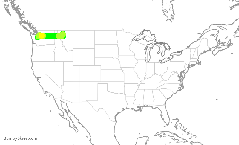Turbulence forecast map for QXE2372, FCA to SEA