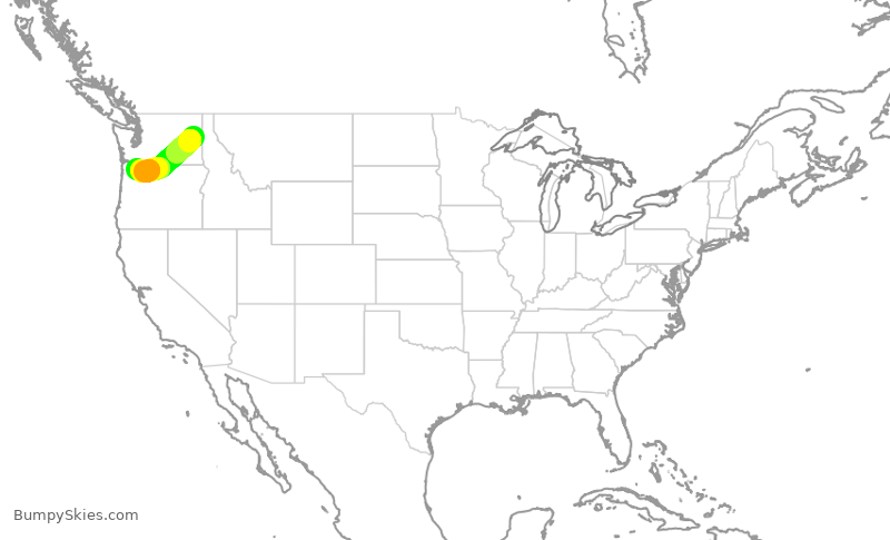 Turbulence forecast map for QXE2374, GEG to PDX