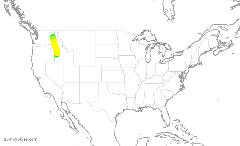Turbulence forecast map for QXE2375, BOI to GEG