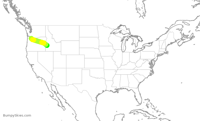 Turbulence forecast map for QXE2380, PDX to BOI