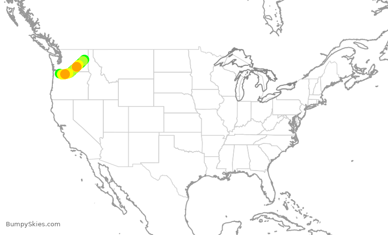 Turbulence forecast map for QXE2386, GEG to PDX
