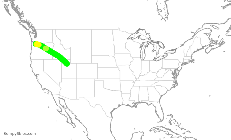 Turbulence forecast map for QXE2389, SLC to PDX