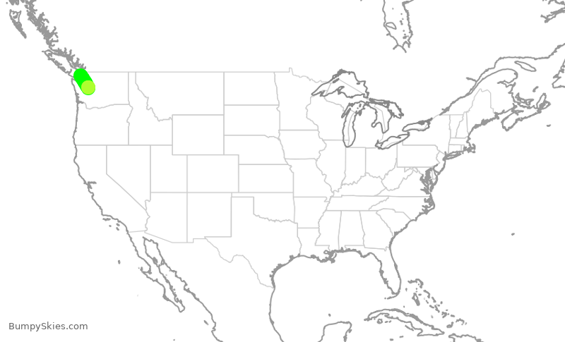 Turbulence forecast map for QXE2390, YYJ to SEA