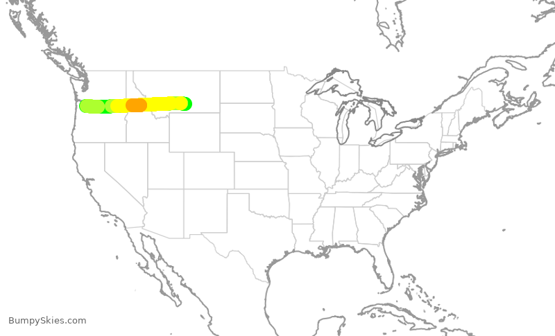 Turbulence forecast map for QXE2391, BIL to PDX