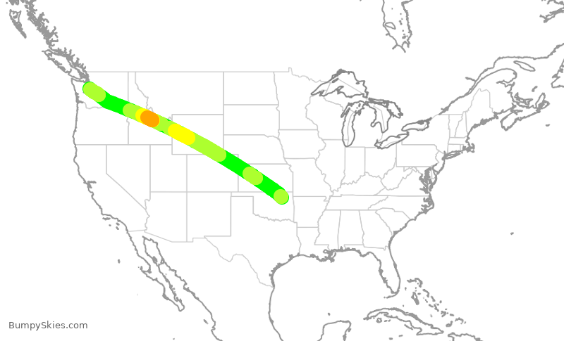 Turbulence forecast map for QXE2400, TUL to SEA