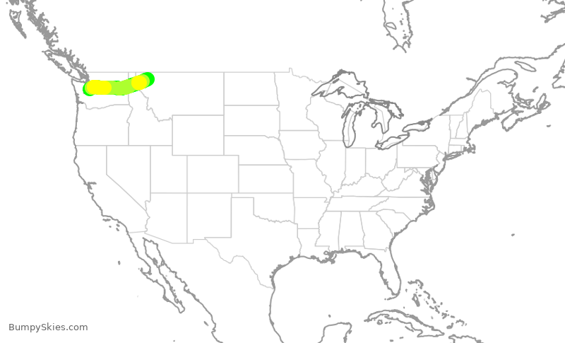 Turbulence forecast map for QXE2402, SEA to FCA