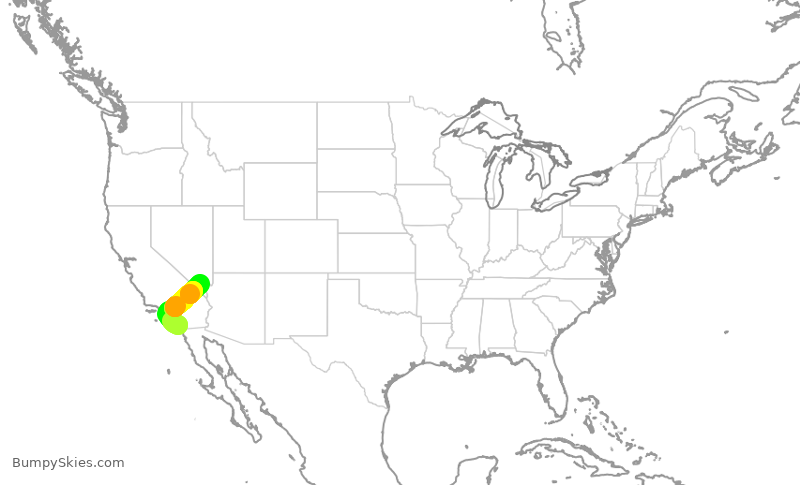 Turbulence forecast map for QXE2403, SAN to LAS