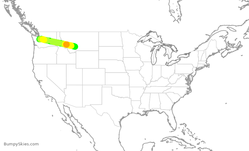 Turbulence forecast map for QXE2403, SEA to BZN