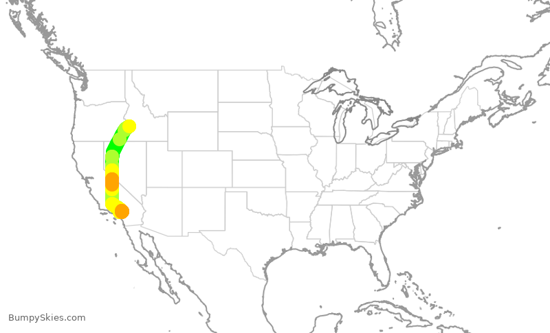 Turbulence forecast map for QXE2406, BOI to ONT