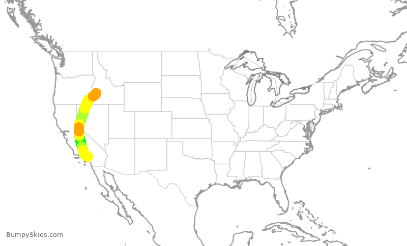 Turbulence forecast map for QXE2406, ONT to BOI