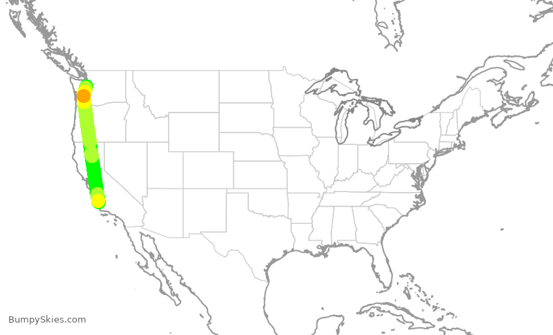 Turbulence forecast map for QXE2408, SBP to SEA