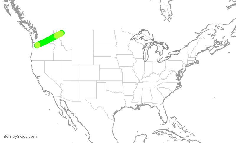 Turbulence forecast map for QXE2412, PDX to FCA