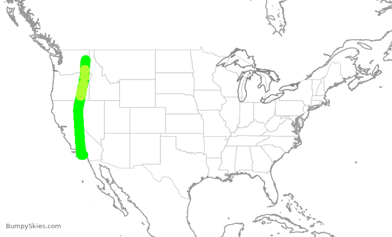 Turbulence forecast map for QXE2414, SNA to GEG