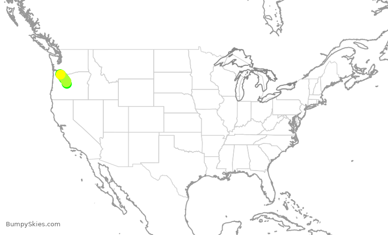Turbulence forecast map for QXE2416, PDX to RDM