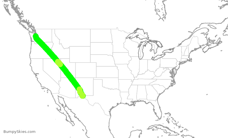 Turbulence forecast map for QXE2417, SEA to ELP