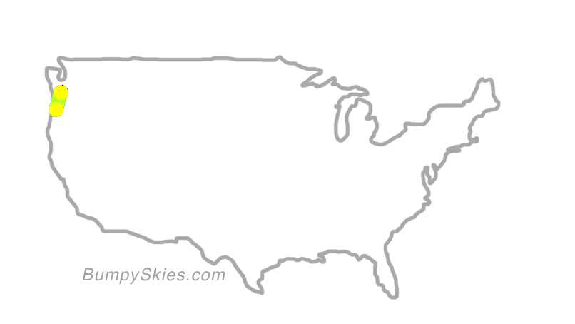 Map of continental US with illustrated flight path and turbulence forecast (described in text below)