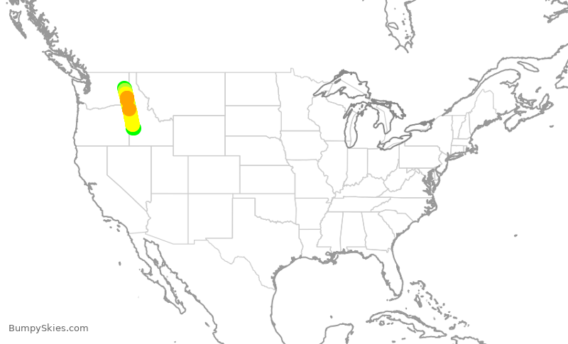 Turbulence forecast map for QXE2426, GEG to BOI