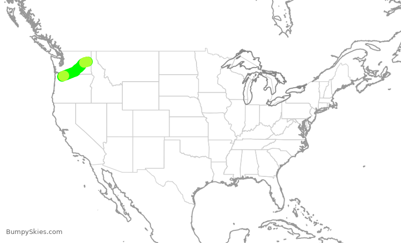 Turbulence forecast map for QXE2433, PDX to GEG