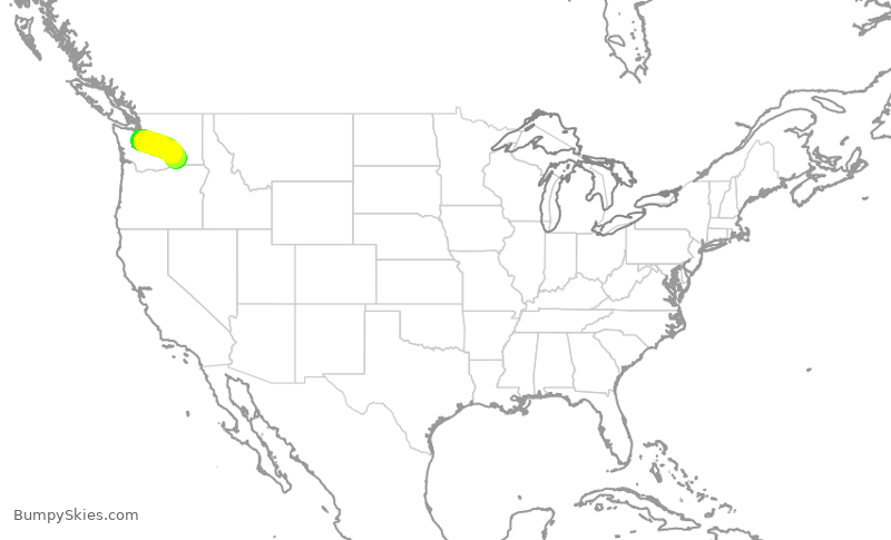 Turbulence forecast map for QXE2435, SEA to PSC